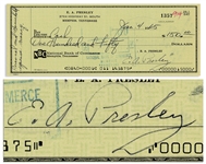 Elvis Presley Check Signed From 4 January 1965 Made Out to Cash -- With COA From Graceland Authenticated